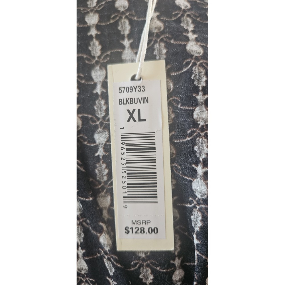 NWT MAX STUDIO LONDON pleated faux wrap V Smocked waist puff sleeves Womens XL - Picture 6 of 9